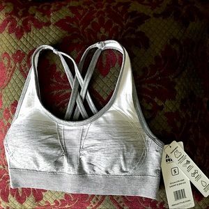Gray white women's sport top, cotton. Size S. NWT